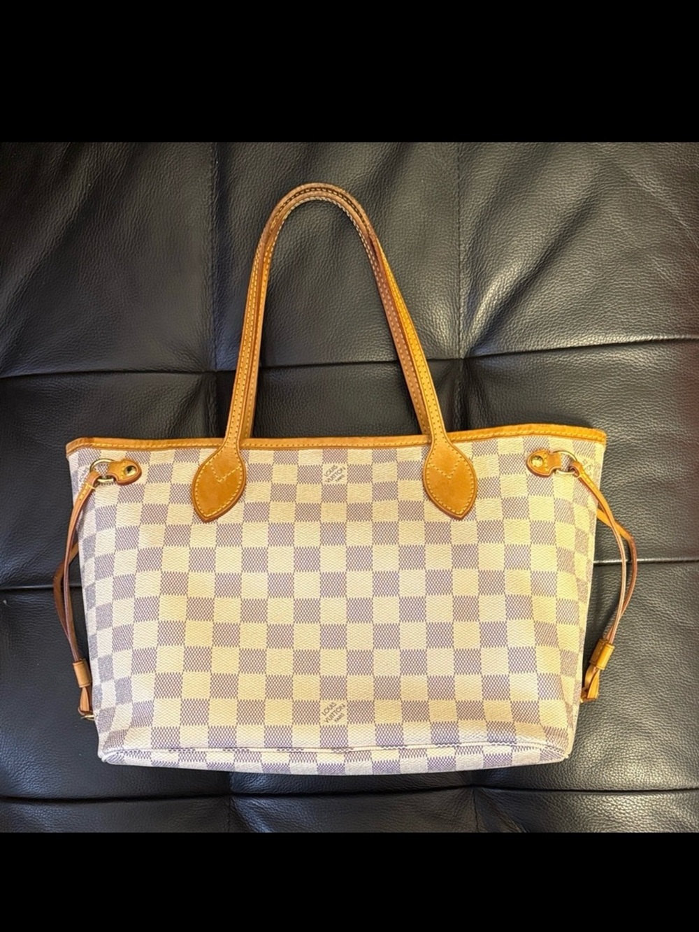 Louis Vuitton PM Damier Azur Tote in Tan and Cream